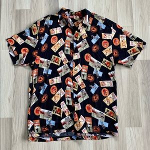 Vtg Hawaii Post Cards Thums Up Button Down Shirt